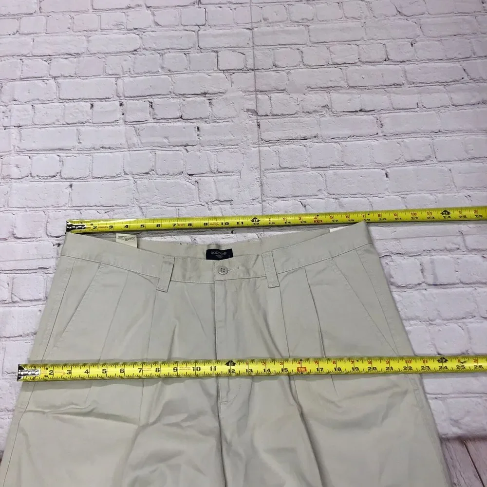 NWT Dockers Men Weathered Gab Pleated Chino Cotton Shorts Size 38 M125 -29